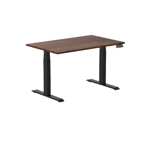 Desky Dual Softwood Sit Stand Desk 120cm American Rustic Pine Desktop and Matte Black Frame
