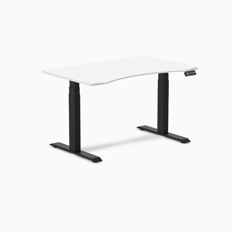 Desky Dual Ergo Edge Sit Stand Desk 120cm White Desktop and Matte Black Frame