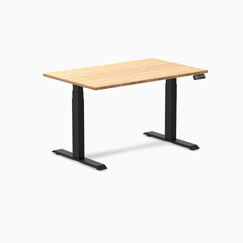 Desky Dual Bamboo Sit Stand Desk 120cm and Matte Black Frame