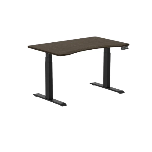 Desky Dual Ergo Edge Sit Stand Desk 120cm Dark Bamboo Desktop and Matte Black Frame