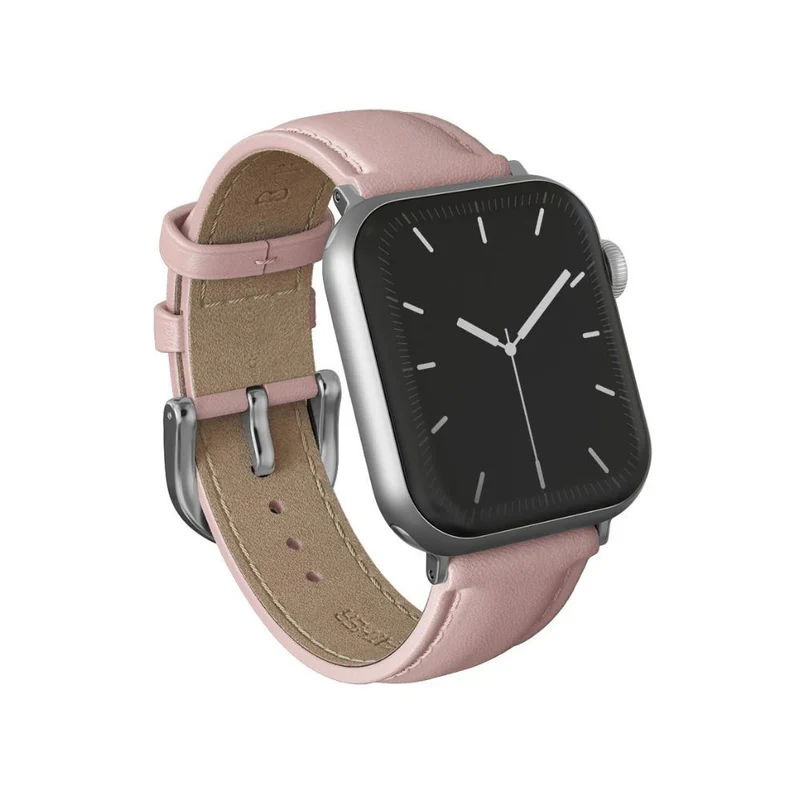 Burga Apple Watch 42/44/46/49 Leather Band - Silver Clasp (Pink)