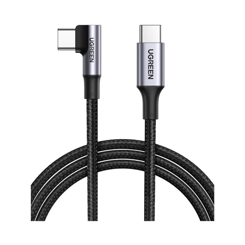 UGREEN 90 Degree Angle USB-C Male to USB-C Male 100W Braided Cable 1m