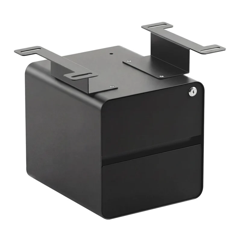 Desky Minimal Under Desk Cabinet - Black Melamine / Space Grey