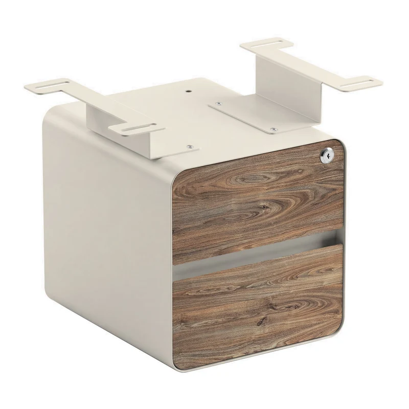 Desky Minimal Under Desk Cabinet - Natural Walnut Melamine / Wheat