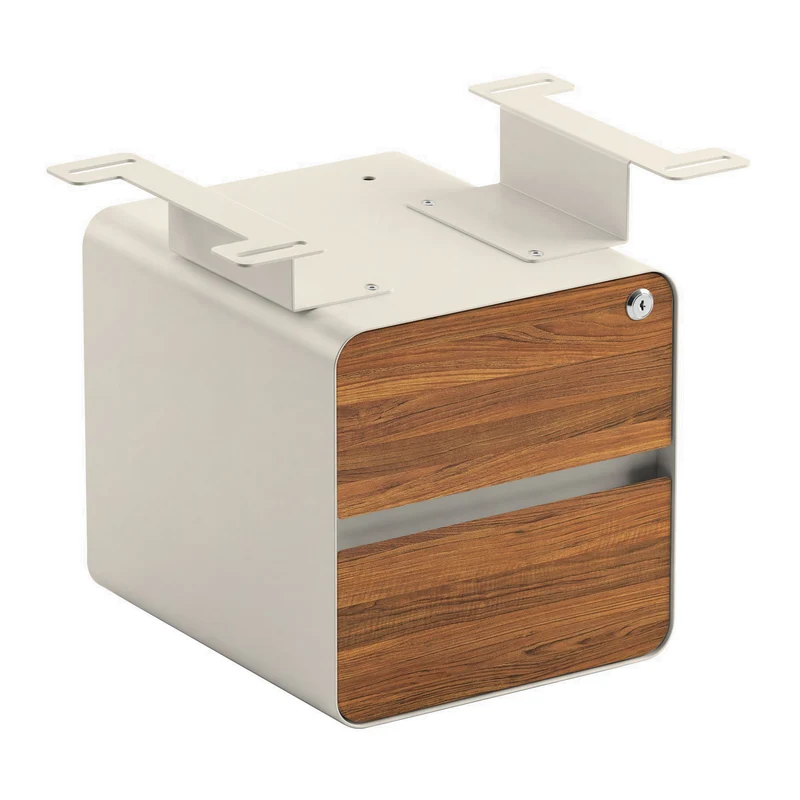 Desky Minimal Under Desk Cabinet - Prime Oak Melamine / Wheat