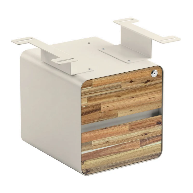 Desky Minimal Under Desk Cabinet - Acacia Hardwood / Wheat