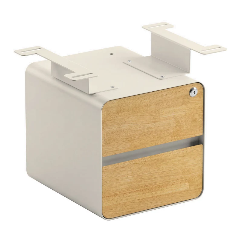 Desky Minimal Under Desk Cabinet - Light Oak Rubberwood / Wheat