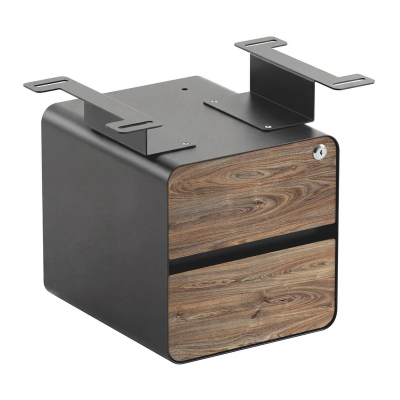 Desky Minimal Under Desk Cabinet - Natural Walnut Melamine / Space Grey