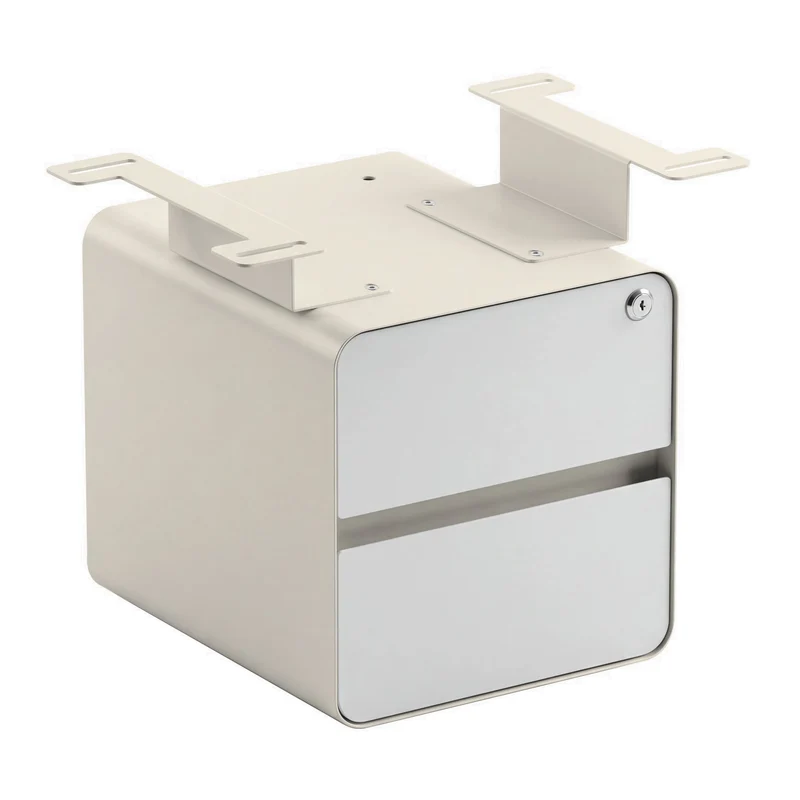 Desky Minimal Under Desk Cabinet - White Melamine / Wheat