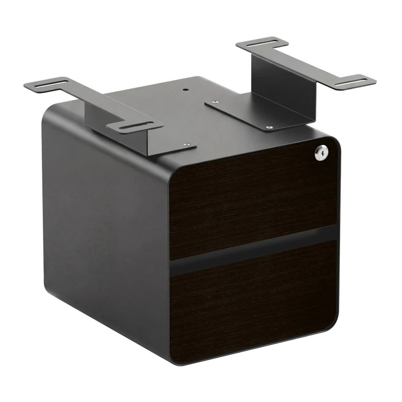Desky Minimal Under Desk Cabinet - Dark Bamboo / Space Grey