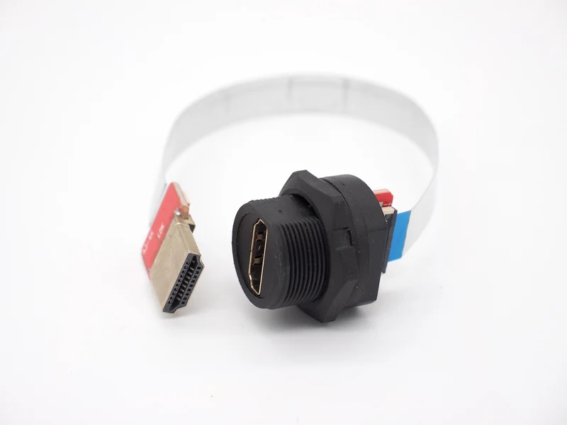 HDMI Panel Mount Connector to Straight HDMI Male FFC Cable 0.2m