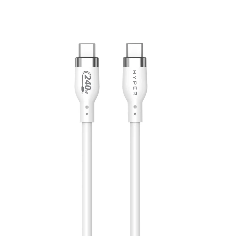 HyperJuice 240W Silikon USB-C zu USB-C Kabel (6ft/2m) - Weiß