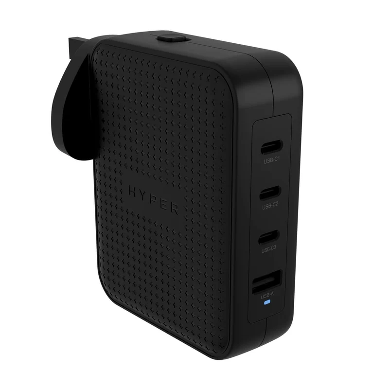 HyperJuice® 145 W USB-C GaN-Reiseladegerät mit 4 Anschlüssen, sicherheitsgeprüft – Schwarz