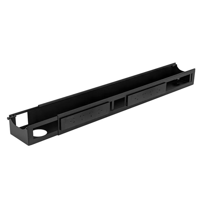Desky Quad Frame Channel + Mounting Bracket - Black / 8 Plugs