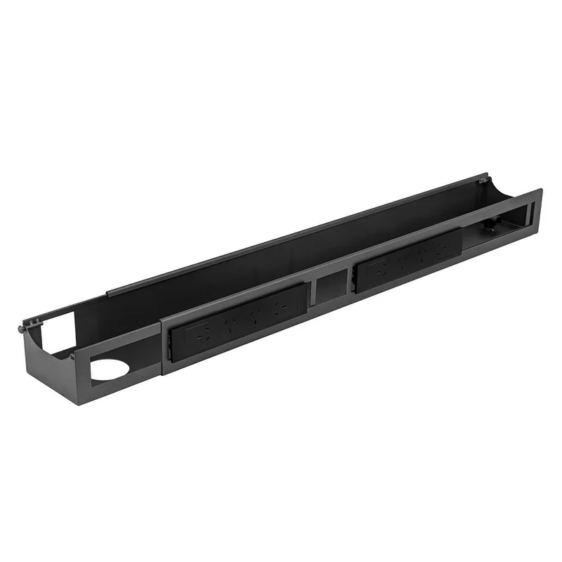 Desky Quad Frame Channel + Mounting Bracket - Space Grey / 8 Plugs