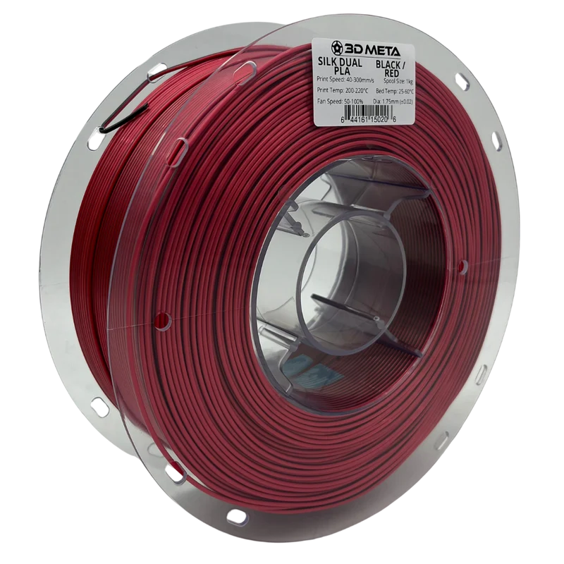 3D META Dual Silk PLA 3D Printing Filament - Black / Red