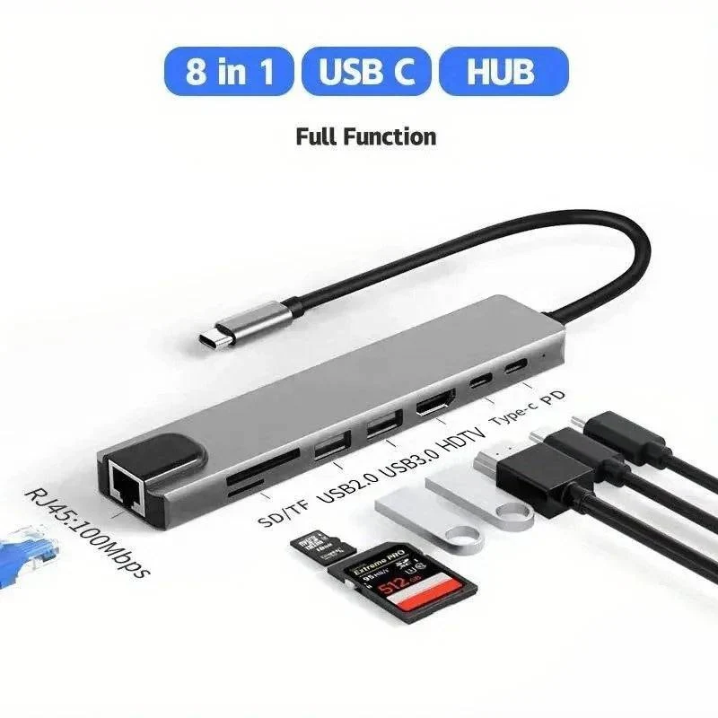 8 in 1 USB Hub with Audio Jack