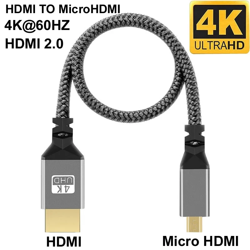 Micro HDMI to HDMI Nylon Braid Cable 1.5m