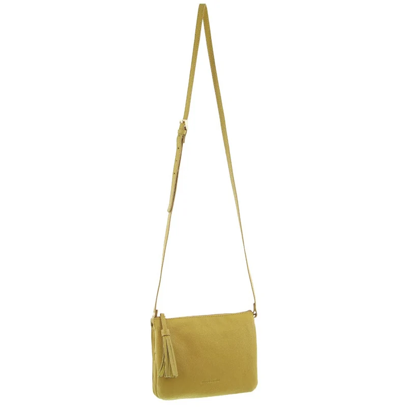 Pierre Cardin Leather Tassel Shoulder Crossbody Bag 21x15cm Yellow