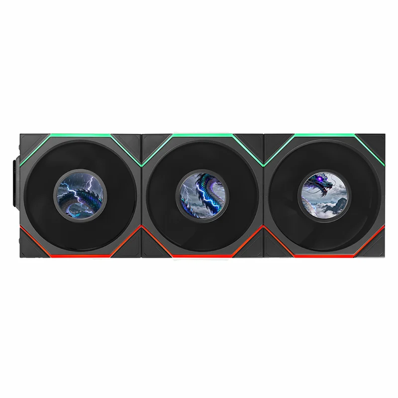 Lian Li Uni Fan TL Flex 1.8in LCD 2.4GHz Wireless 120mm ARGB Fan 3 Pack - Black (12TLLCD1F3B)