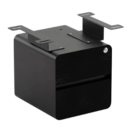 Desky Minimal Under Desk Cabinet - Black Ash Hardwood / Black